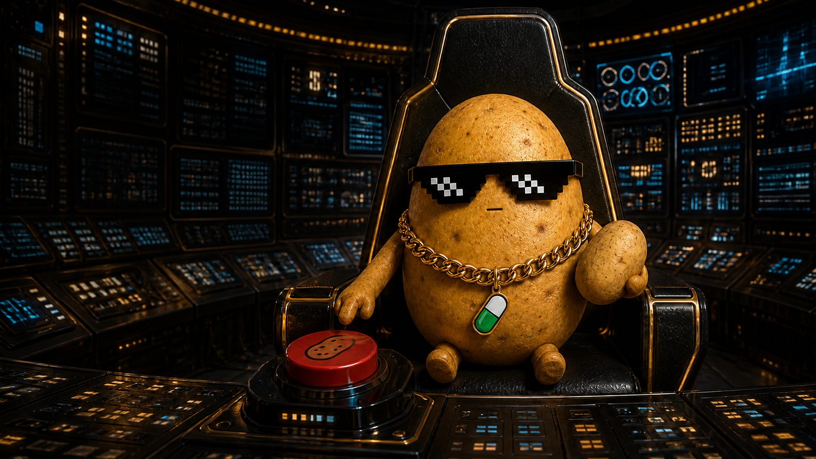 TATO sitting in a futuristic control room